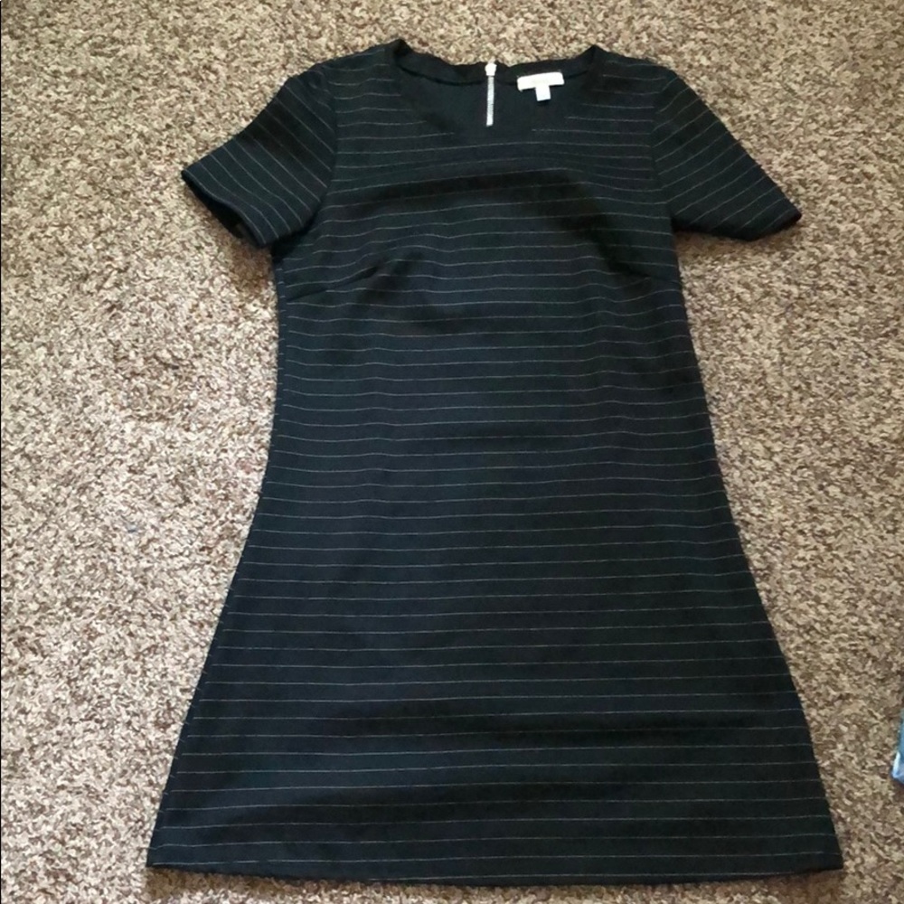 Black and white striped dress